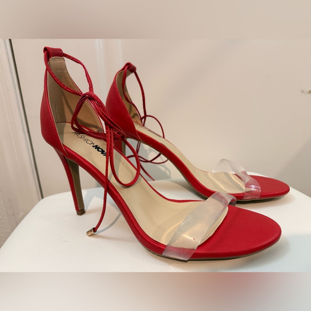 Fashion Nova Strappy Red Heels